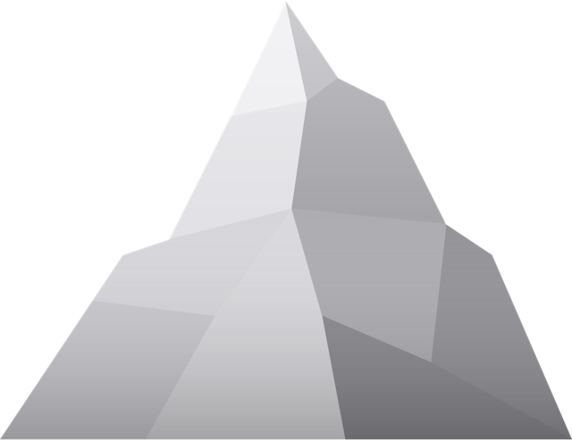 A faceted silver mountain
